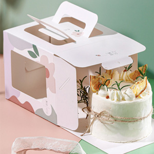 Matte Lamination Cake Box with Handle